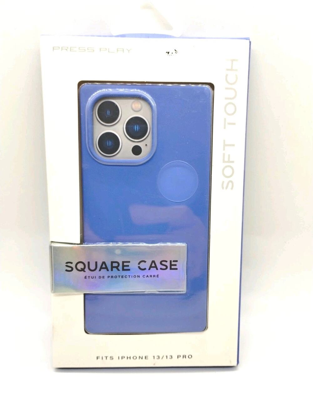 Press Play Soft Touch Square Case Purple/Gray for iPhone 13/13 Pro, Raised Bezel